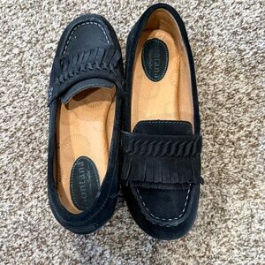 Montana black suede fringed  loafers